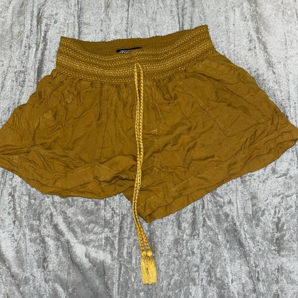 Yellow pajama shorts or lazy wear shorts